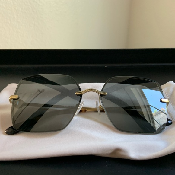 Tory Burch Accessories - Tory Burch Square Metal Gold Sunglasses w/ Grey Mirror Lens